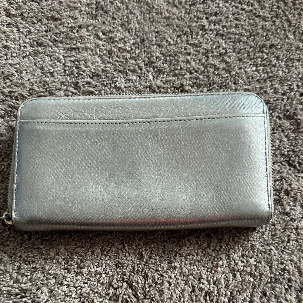 kate spade Metallic Silver Zip Wallet
